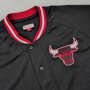 Chicago Bulls Jersey Mens 2XL Black NBA Basketball Button Mesh Mitchell & Ness